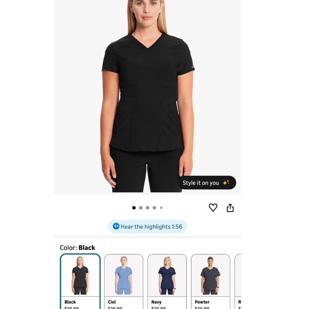 Women's Black V-Neck Scrub Top